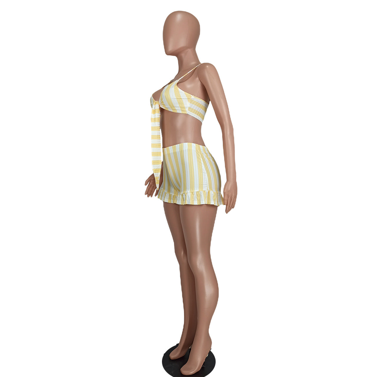 Women's Clothing Sexy Fashion Ribbed Stripe Two-Piece Shorts Set For Women 10