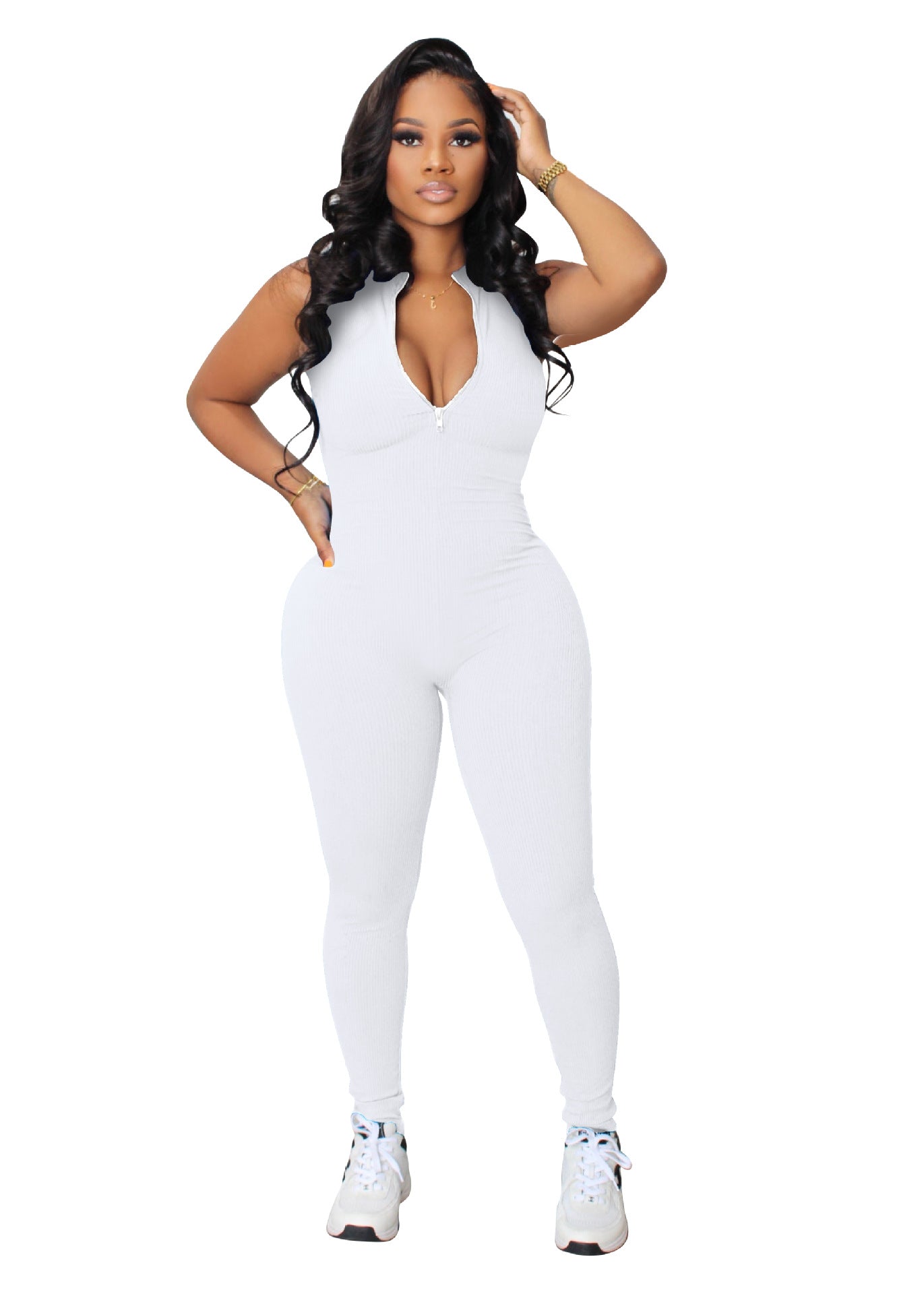Women stretch zipper Jumpsuit 16