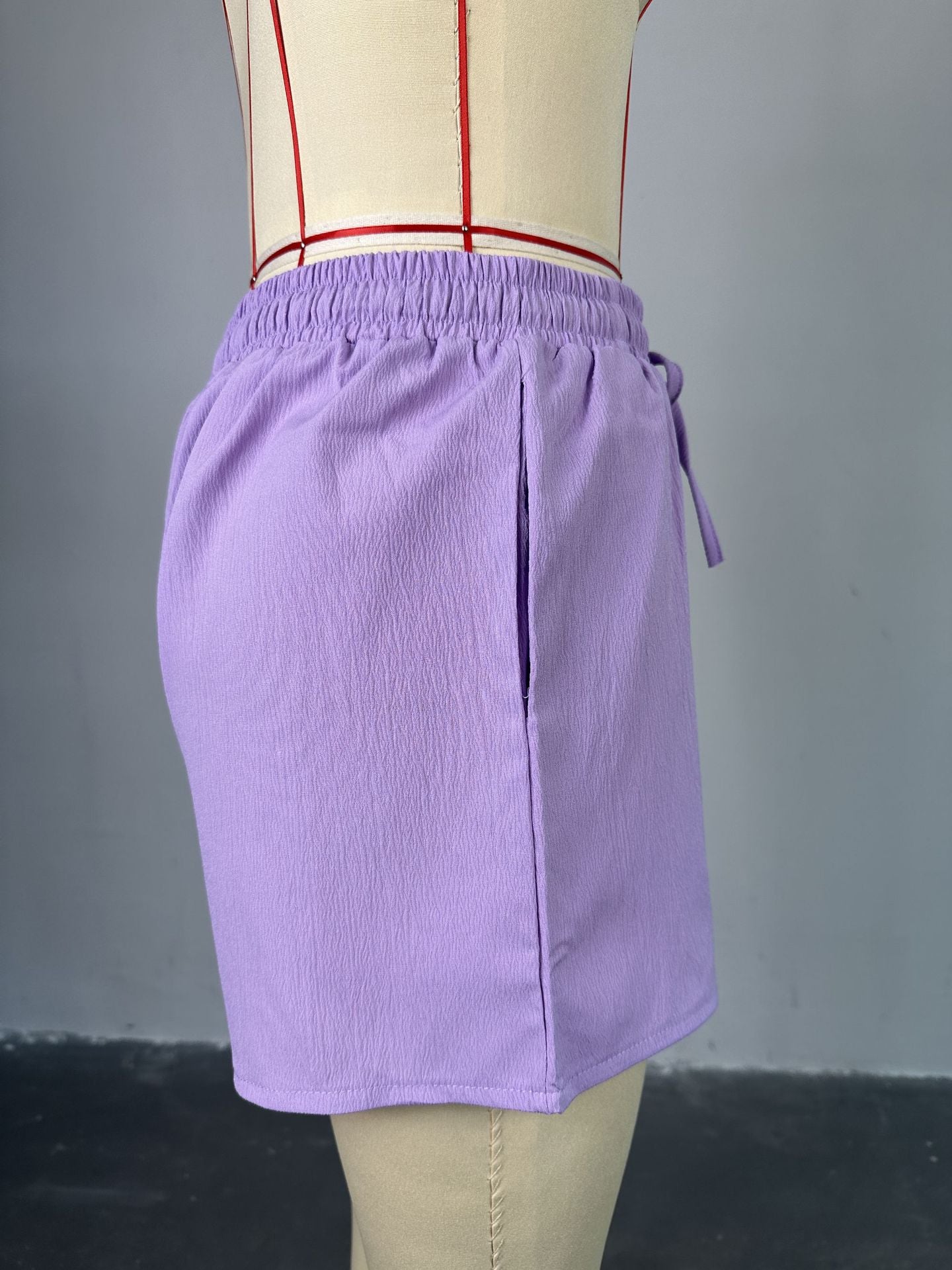 Women Summer Casual Turndown Collar long-sleeved shirt And drawstring shorts two-piece set 13