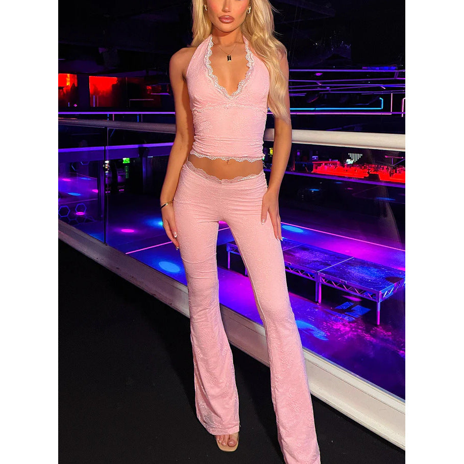 Women's Sexy Halter Lace Sportswear Set 7