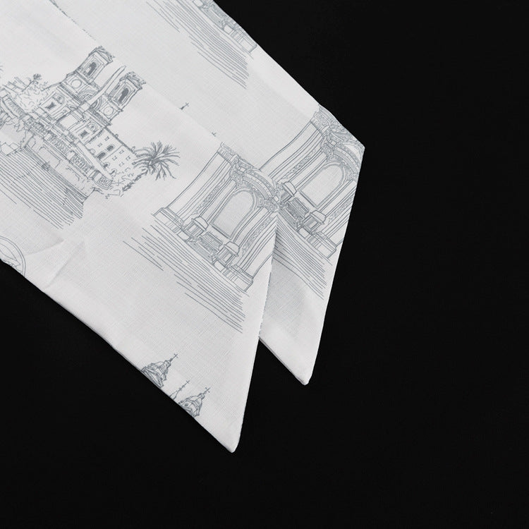 Women's Fashion Printed Short Sleeve Shirt Lace-Up Bodycon Skirt Two-Piece Suit 15