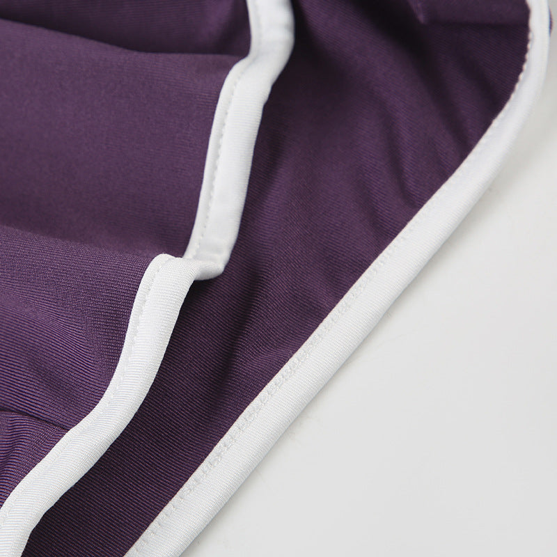 Women Contrast Sexy Open Waist Casual Suspender Top and Shorts Two-piece Set 15