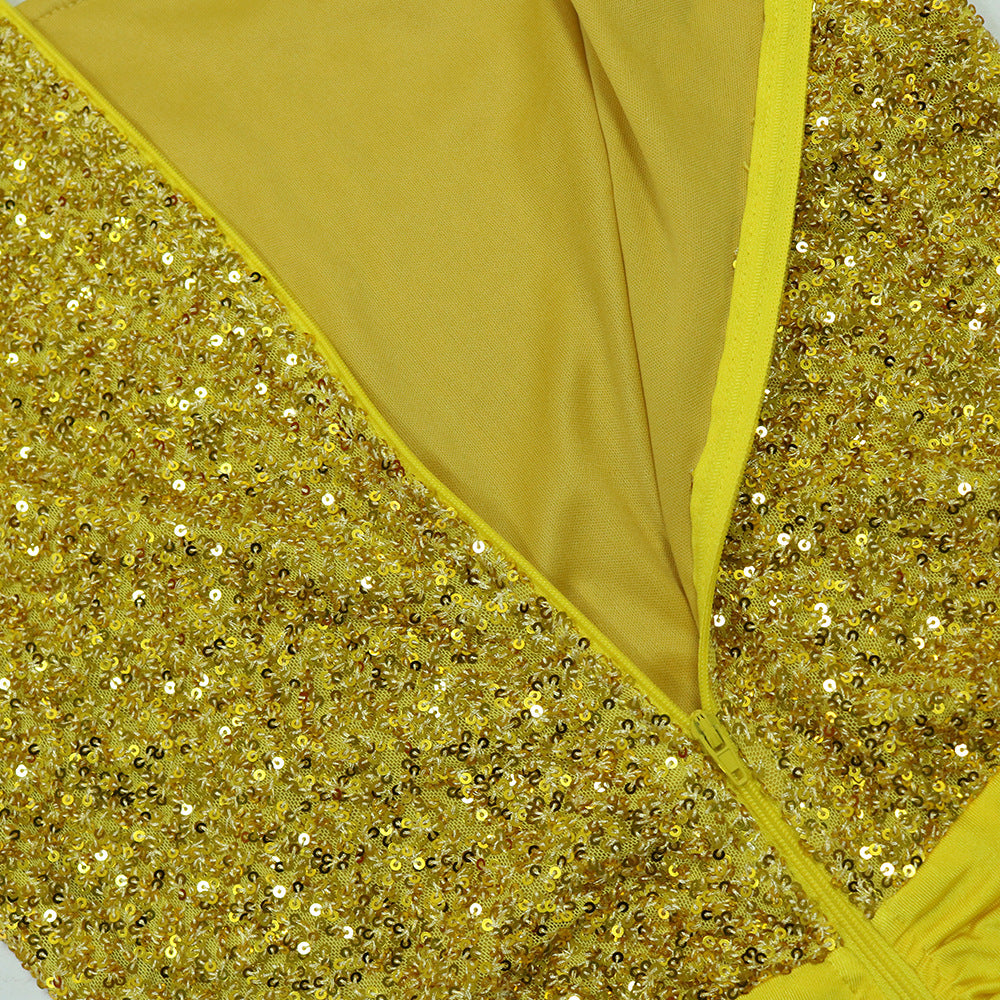 Women Sexy Sleeveless Round Neck Irregular Sequin Mini Dress 17