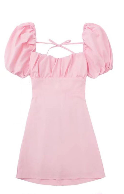 Women Square Neck Short Sleeve Dress 3