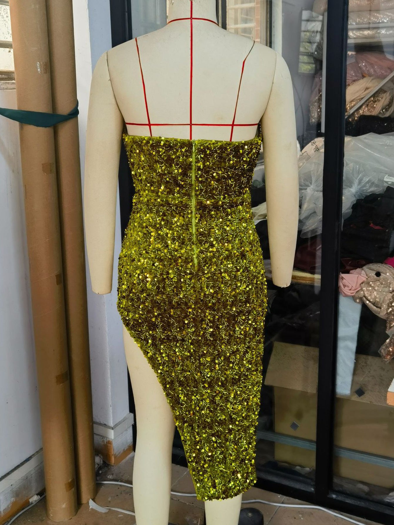 Women Sexy Backless Sequin Birthday Party Evening Dress 17