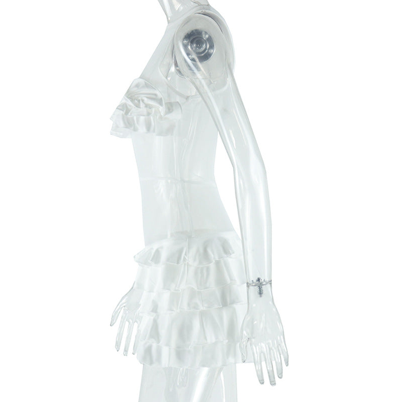 Women solid ruffled bodycon round neck sleeveless dress 11