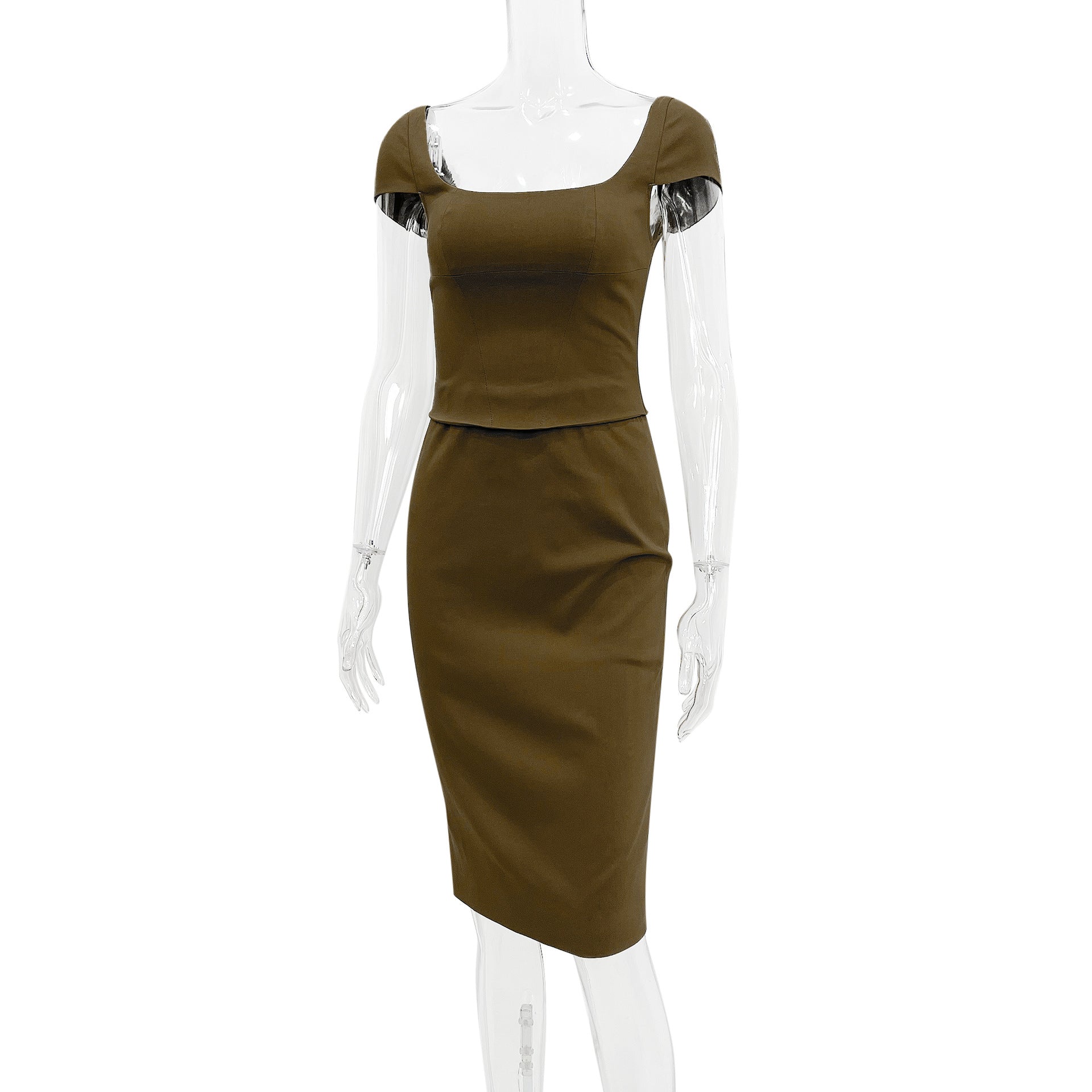 Women Square Neck Backless French Bodycon Dress 11