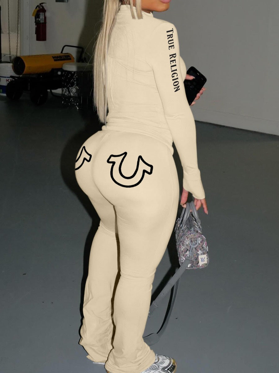 Women Solid zipper Top and Pant Two Piece 12