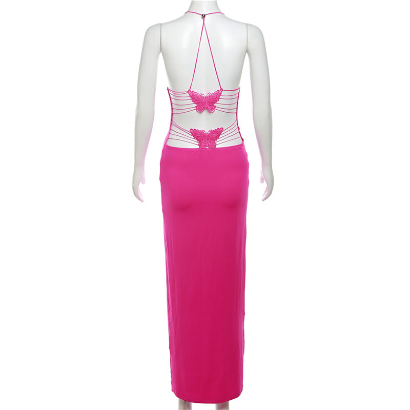 Autumn Women's Sexy Low Back Lace-Up Halter Neck Slim Bodycon Dress 20