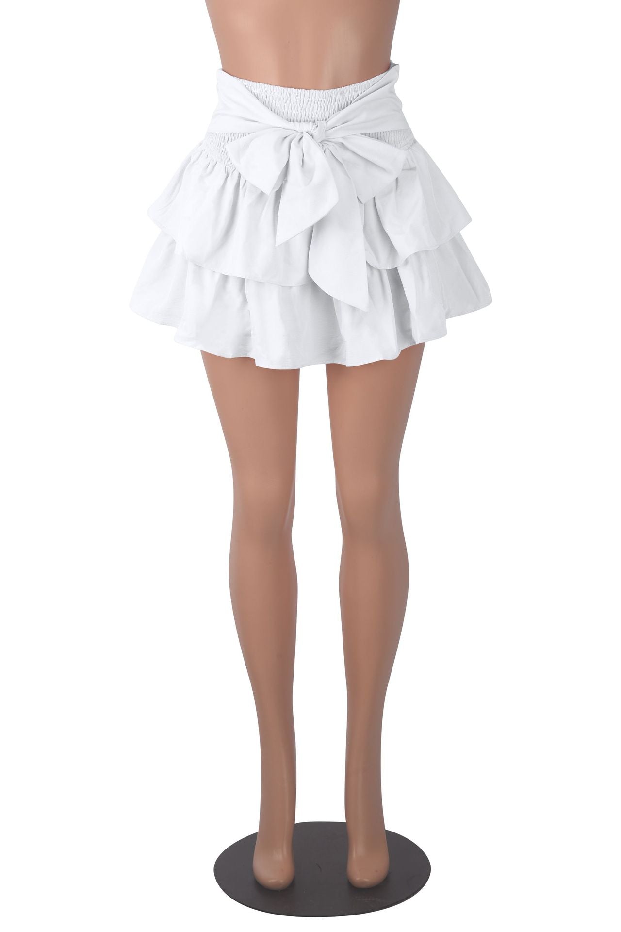 Women Solid Sexy Bow Pleated Skirt 9