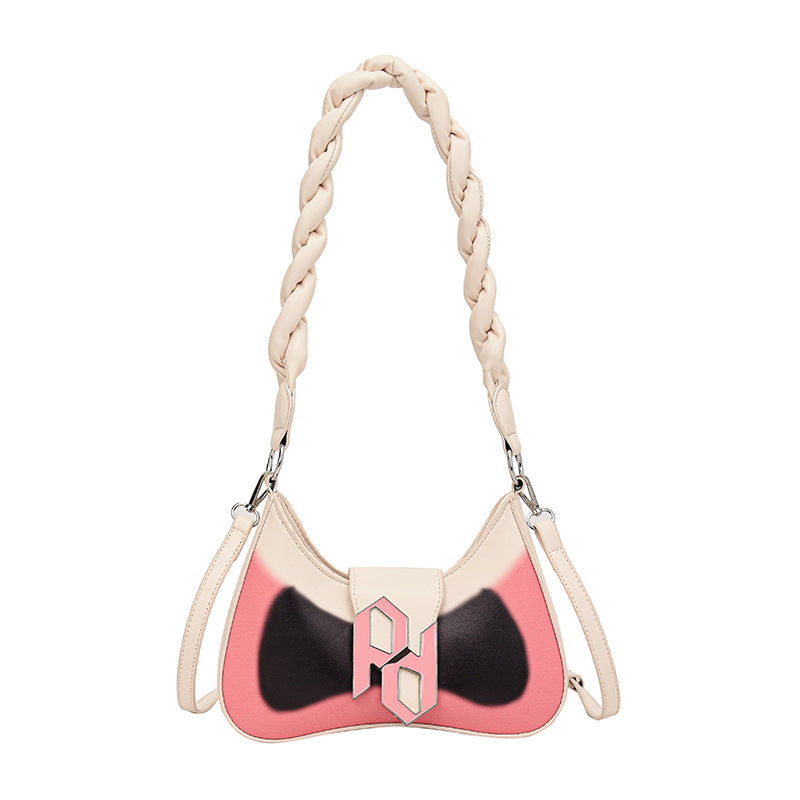 Women Contrasting Color Braided Twist Messenger Bag Shoulder Bag 12