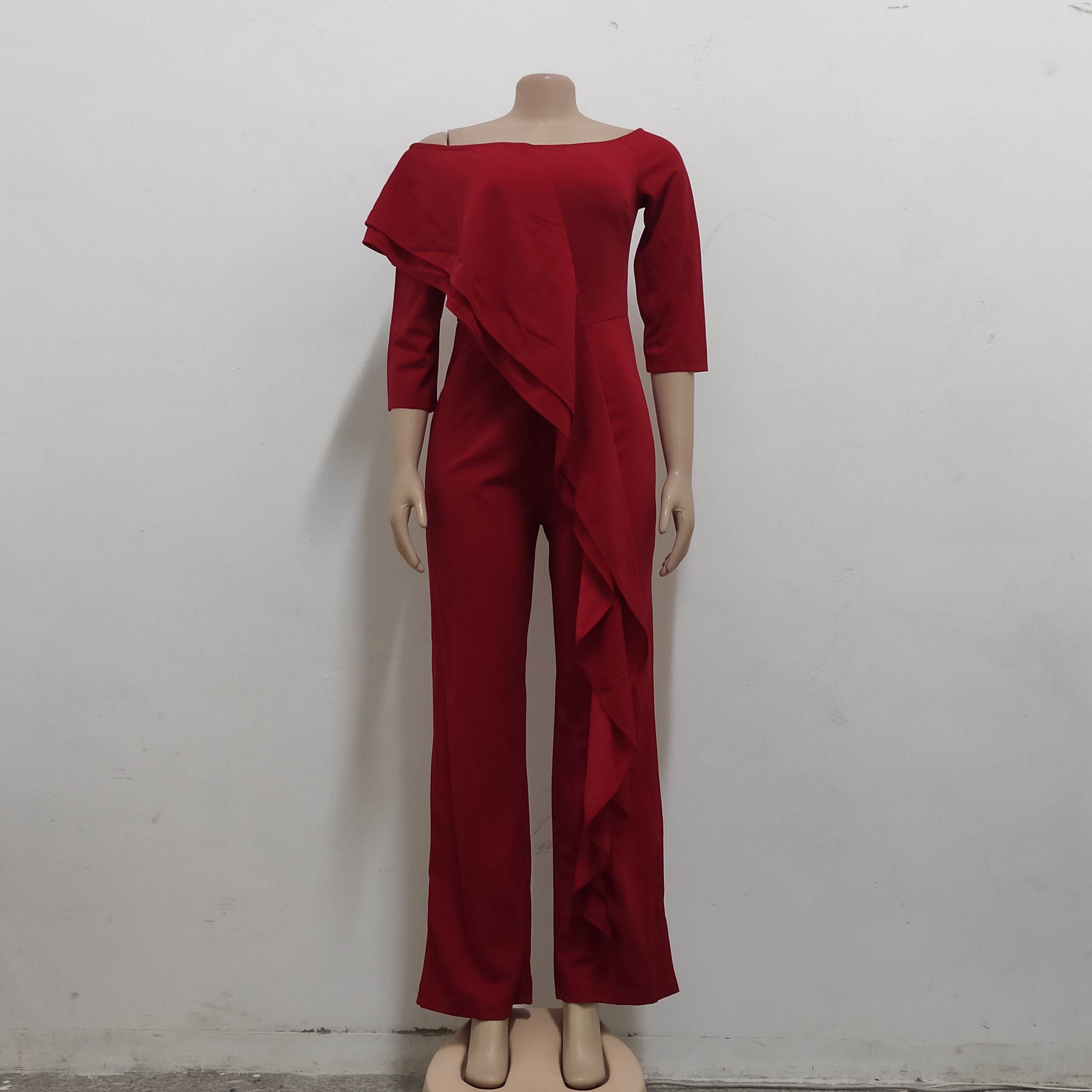 Women Sexy Off Shoulder Ruffle Jumpsuit 13