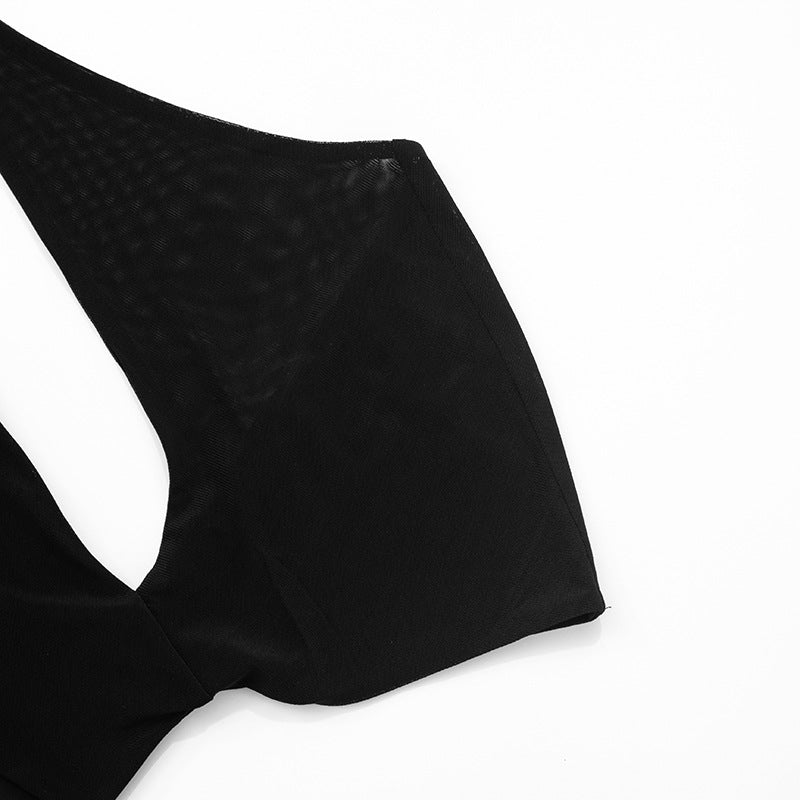 Women's spring and summer Off Shoulder irregular hollow Patchwork Bodycon Dress 22