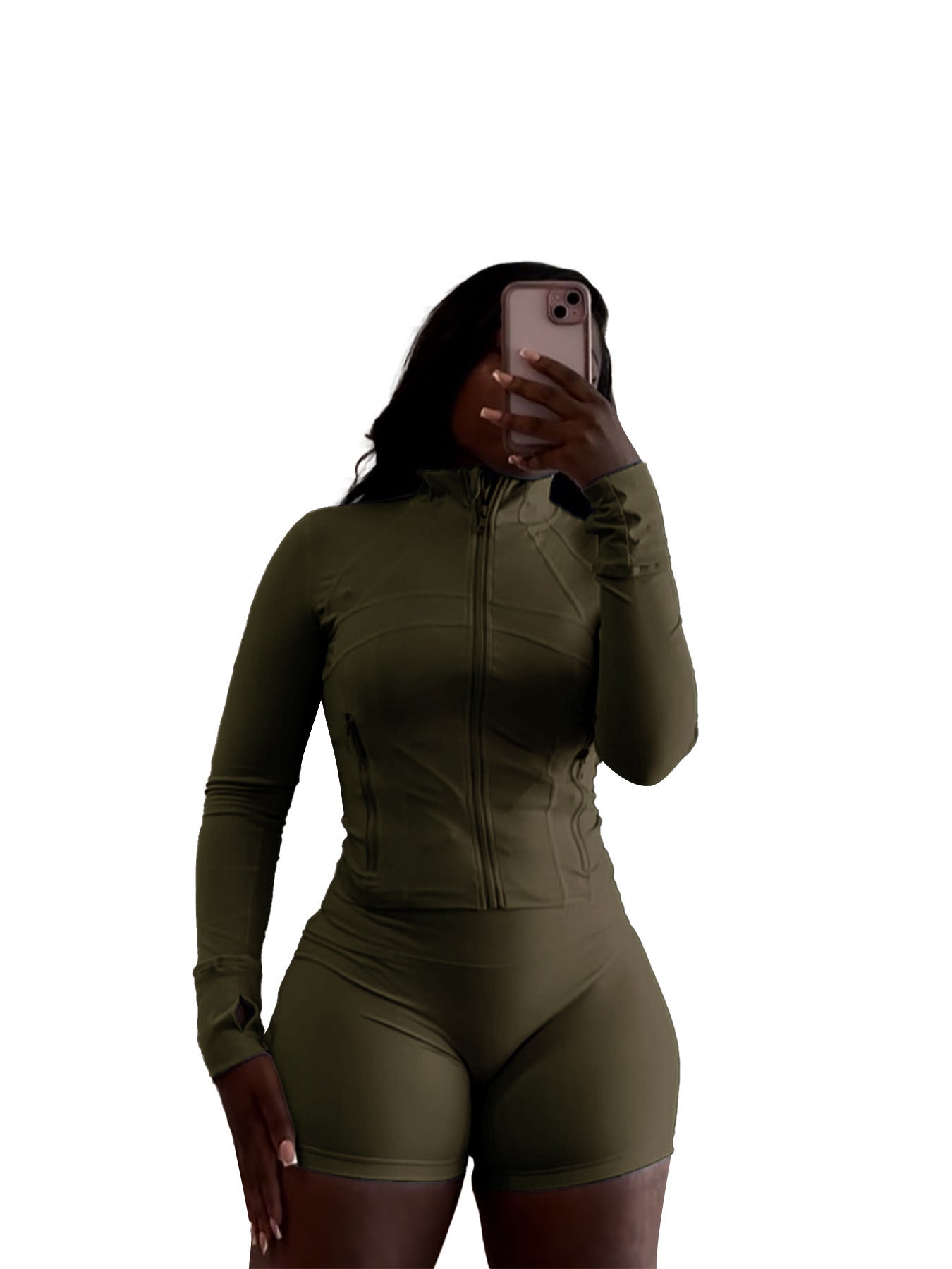 Women spring/summer casual sexy long-sleeved top and shorts two-piece set 20