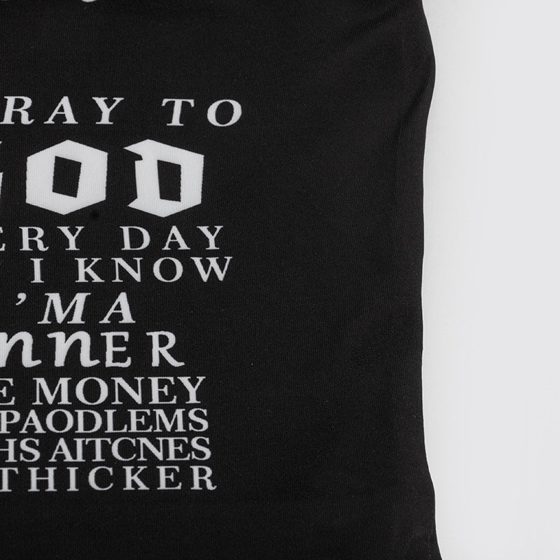 Summer Solid Color Round Neck Short Sleeve Letter Print Slim Mini Dress 11