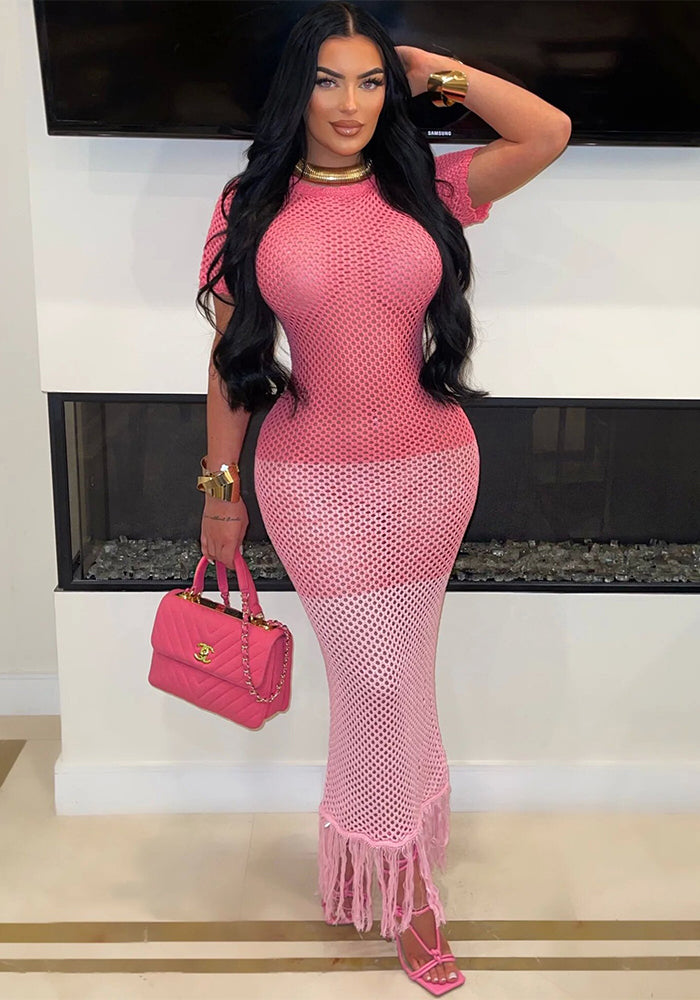 Women Summer Crochet Tassel Dress