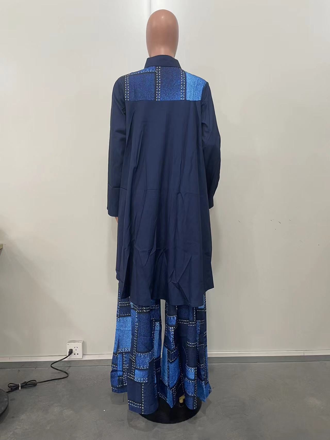 Spring Fall Women's Printed Loose Two-Piece Pants Set 7