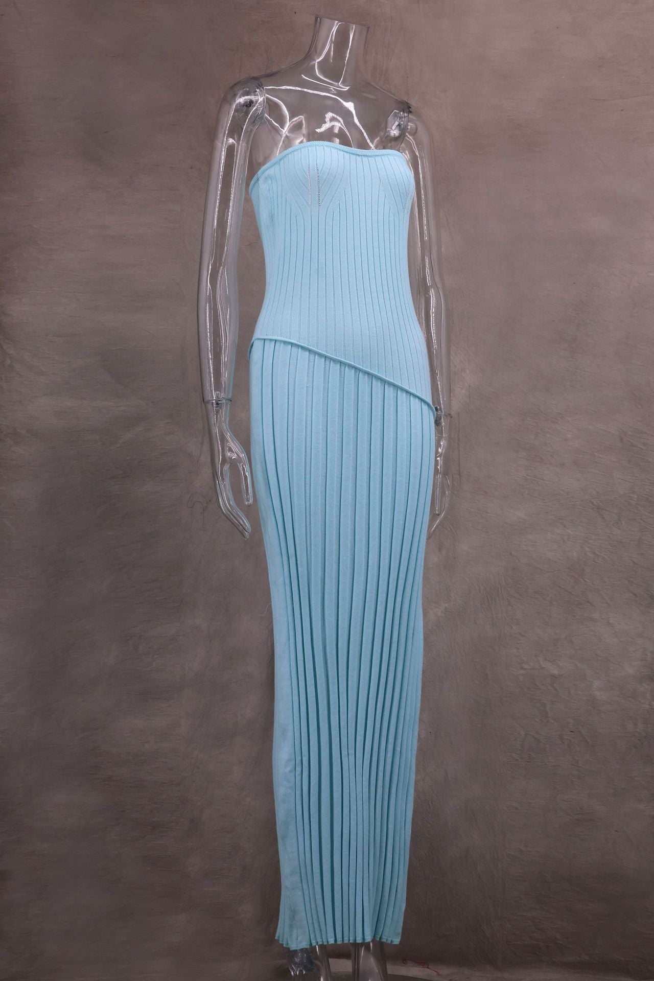 Women spring Summer Strapless twist flower split dress 12