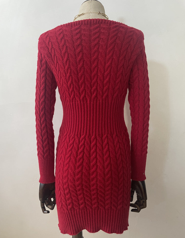 Autumn and winter knitting shirt half-zip v-neck Slim Fit sweater dress 27