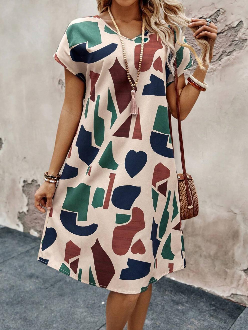 Women Printed Round Neck Dress 4