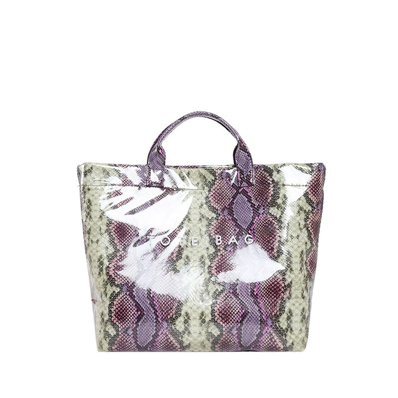Women Trendy Tote Spring Handbag Snakeskin Shoulder Bag 15