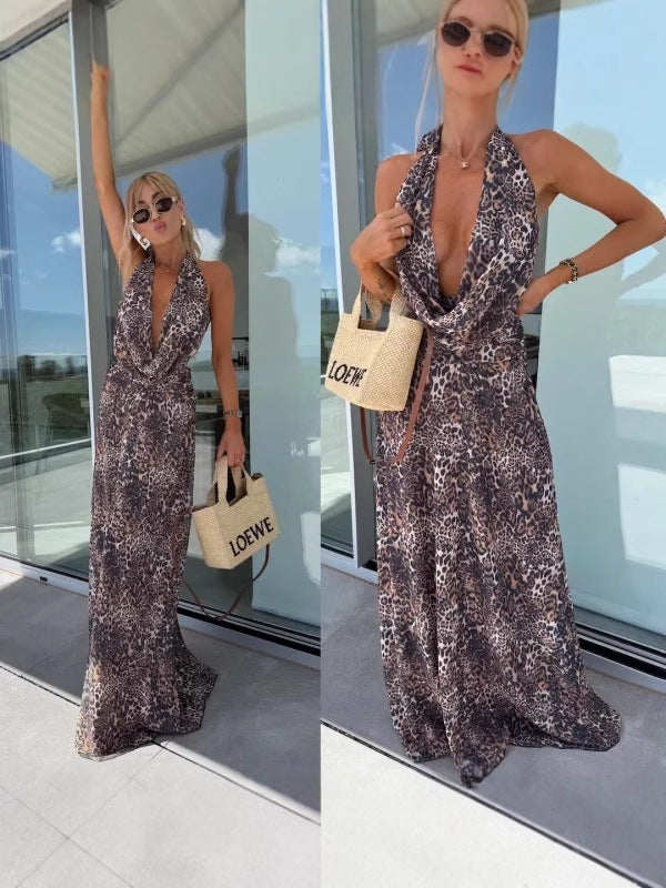 Women's Fashion Printed Round Neck Sleeveless Tide Dress 5