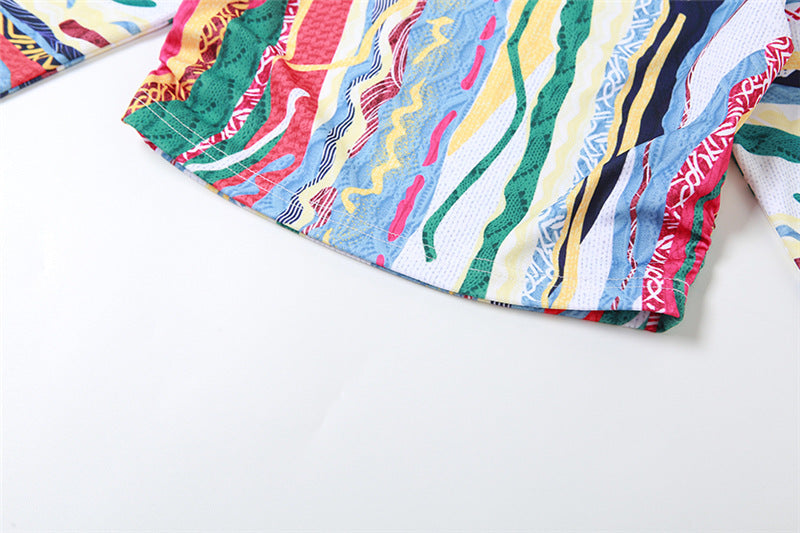 Fall Women Printed Casual Long Sleeve Top and Shorts Two-piece Set 14