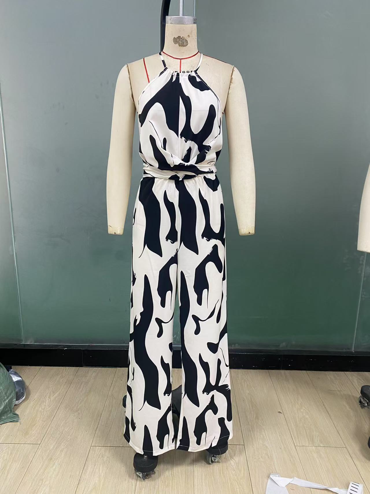 Spring/Summer Zebra Print Wide-Leg Jumpsuit 7