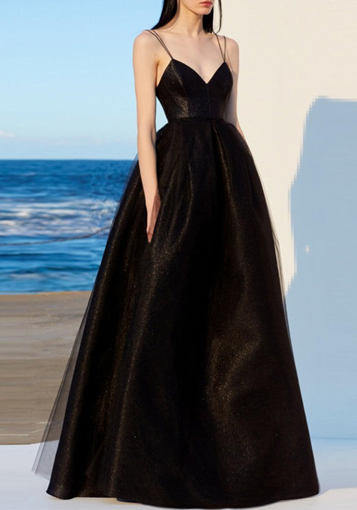 Women black suspender Formal Party evening dress（Processing time need 3-6 days）