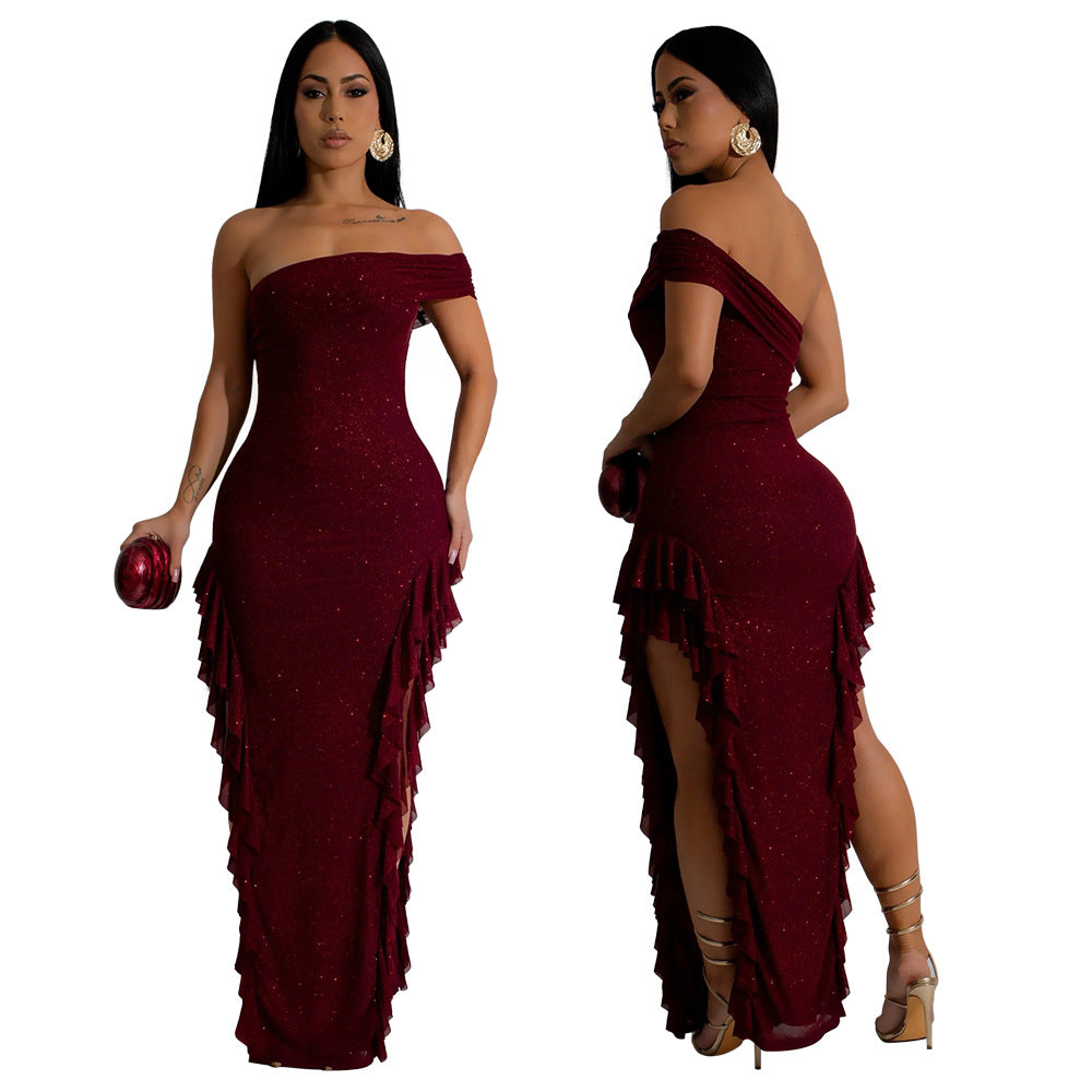 Women slit sexy Off Shoulder dress 3