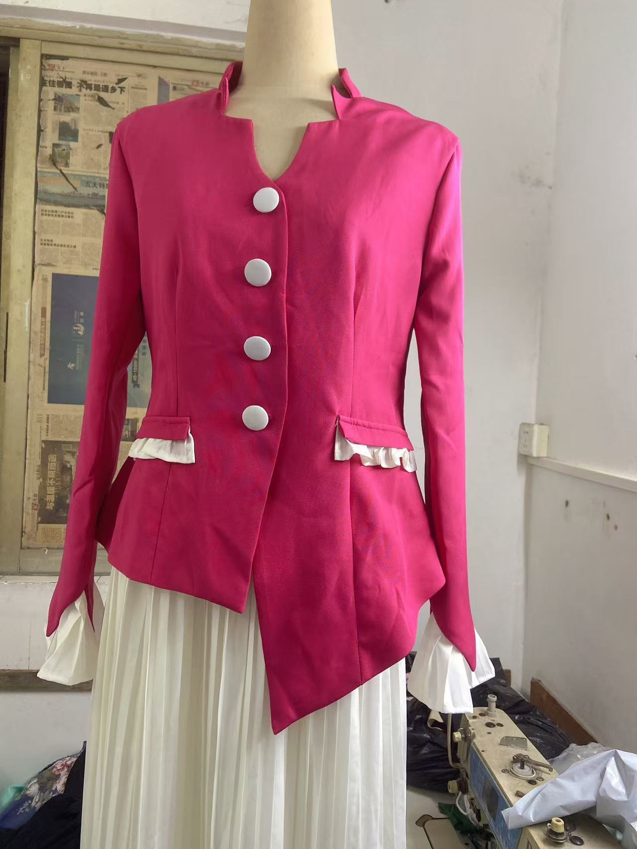 Plus Size Women Bell Bottom sleeves Top and pleated Skirt two-piece set 8