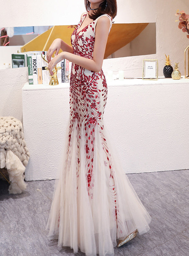 Evening dress female Formal Party Chic elegant annual meeting long fishtail sequin sexy dress 9