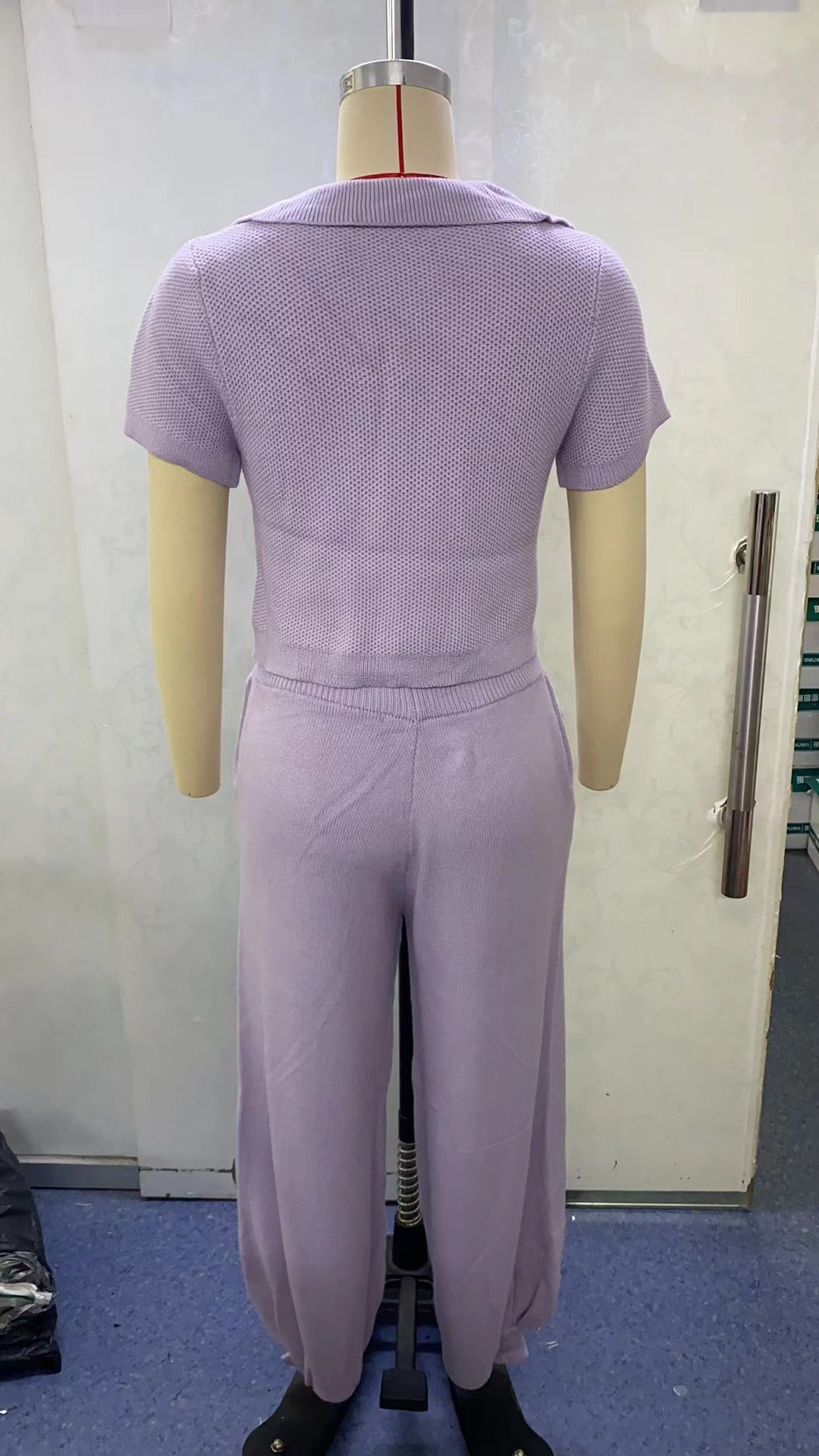 Women autumn V-neck knitting Crop Top and Casual bloomers two-piece set 13