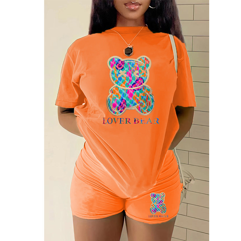 Women's T-shirt shorts sports two pieces Set 14