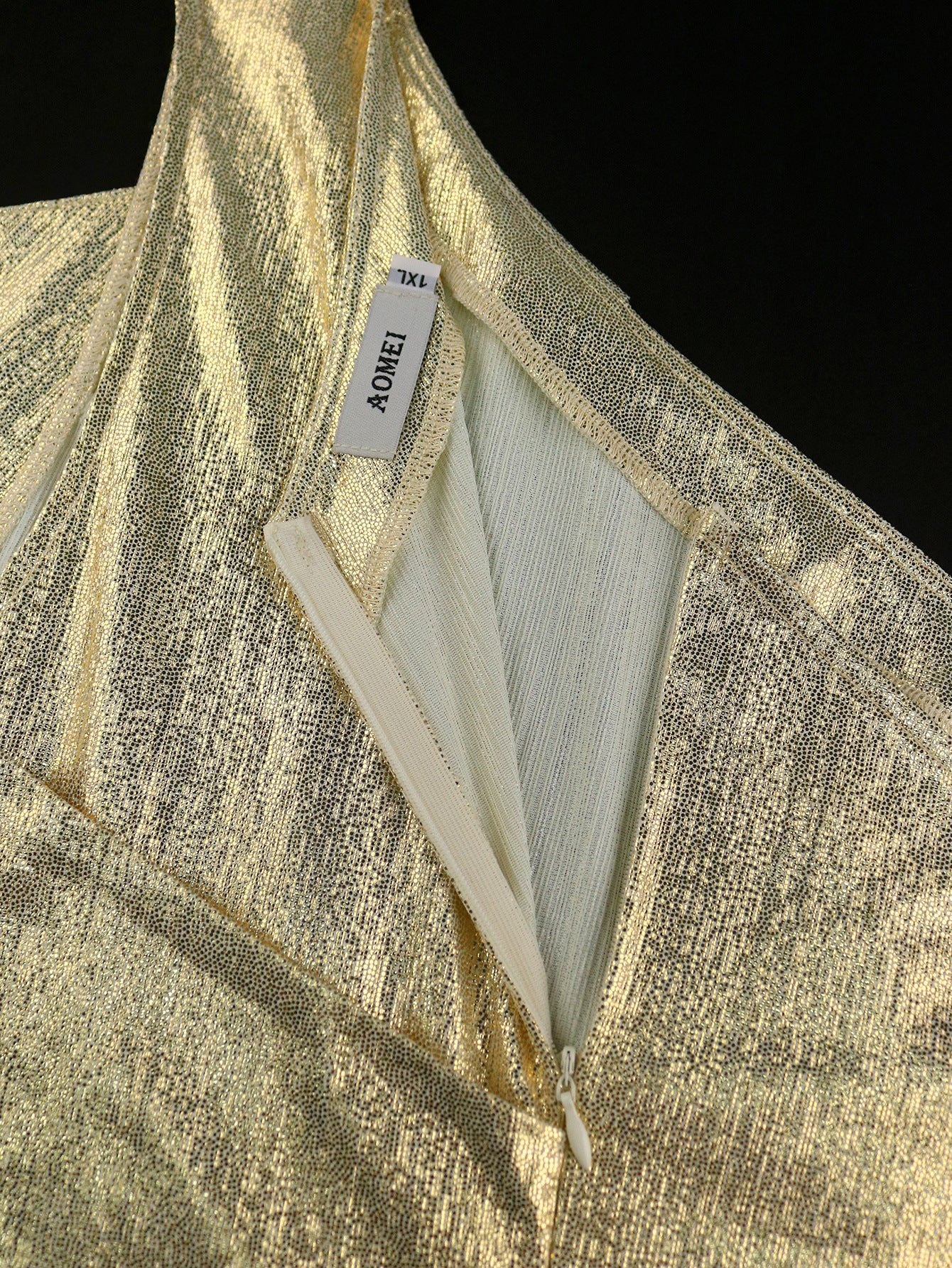 Summer Elegant One Shoulder Sleeveless Gold Pleated Formal Party Dress 9