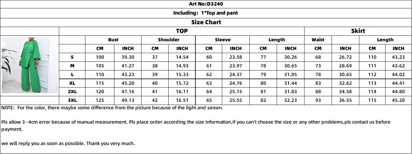 Women's Autumn Fashionable Loose Pleated Plus Size Chic Two Piece Suit 12