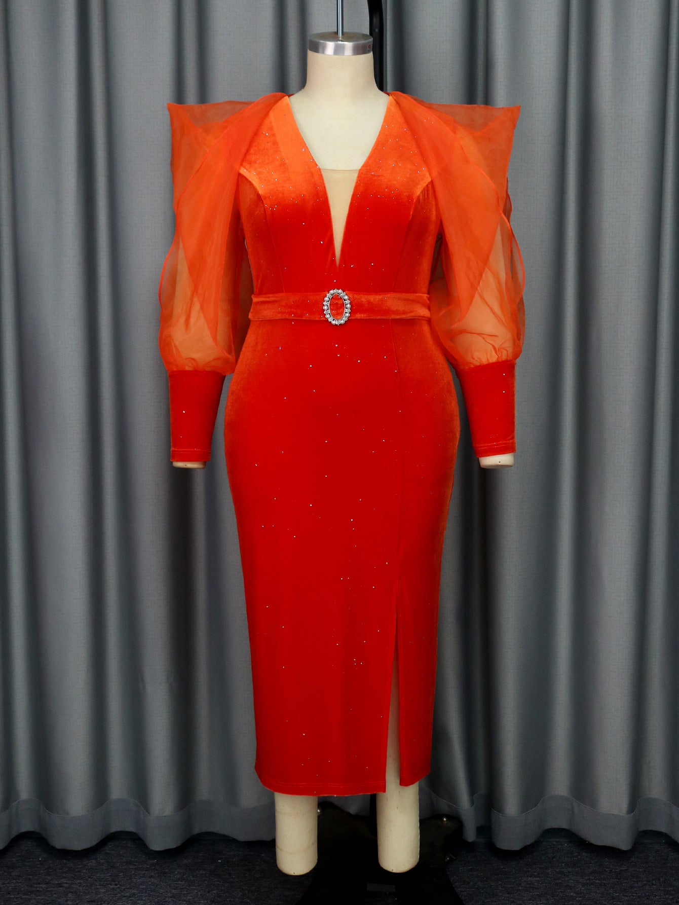 Plus Size Women Long Sleeve African Party Formal Party Dress 3