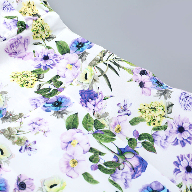 Women summer French printed slit Strap Dress 14