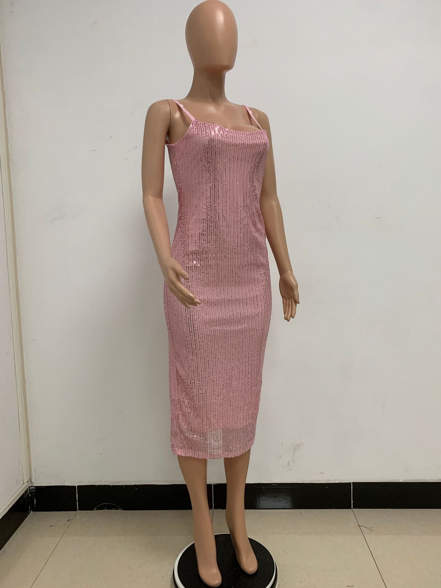 Summer Women's Sleeveless Low Back Straps Sequin Party Dress 73