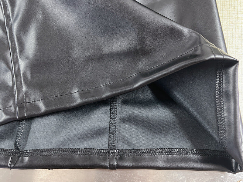 Women Spring Summer pu-Leather Sleeveless Bodycon Dress 15