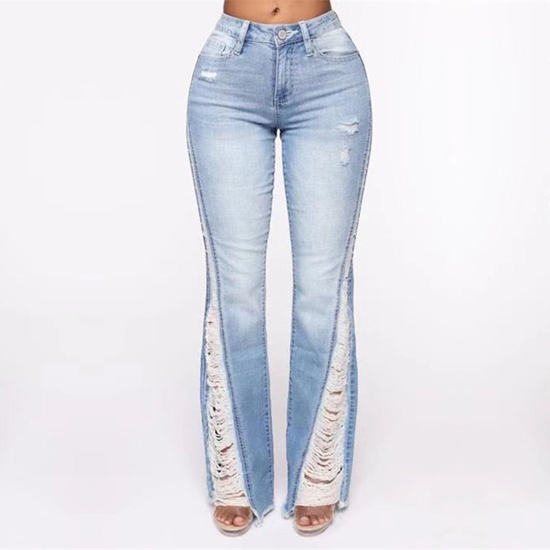 Plus Size Women Ripped Casual Denim trousers
