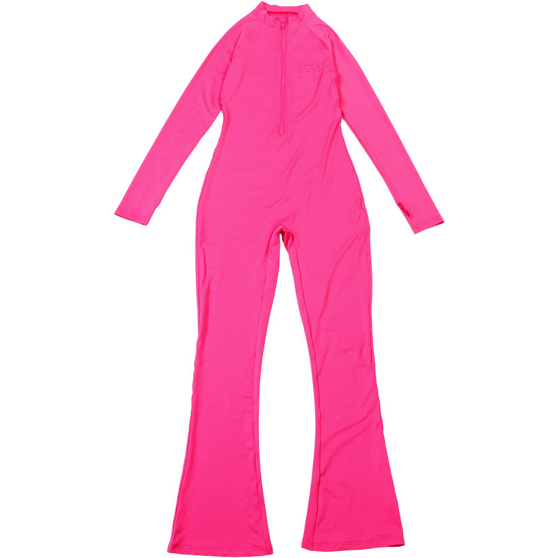 Women Autumn Zippered Long-Sleeved Jumpsuit 14
