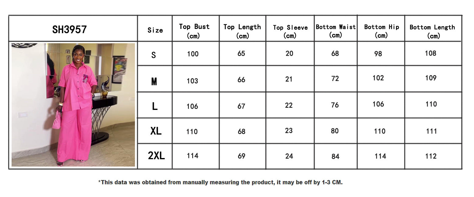 Summer Africa Casual Women's Short Sleeve Shirt Trousers Two-Piece Set 7