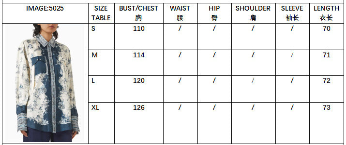 Women's Print Shirt Long Sleeve Turndown Collar Trendy Loose Top 8