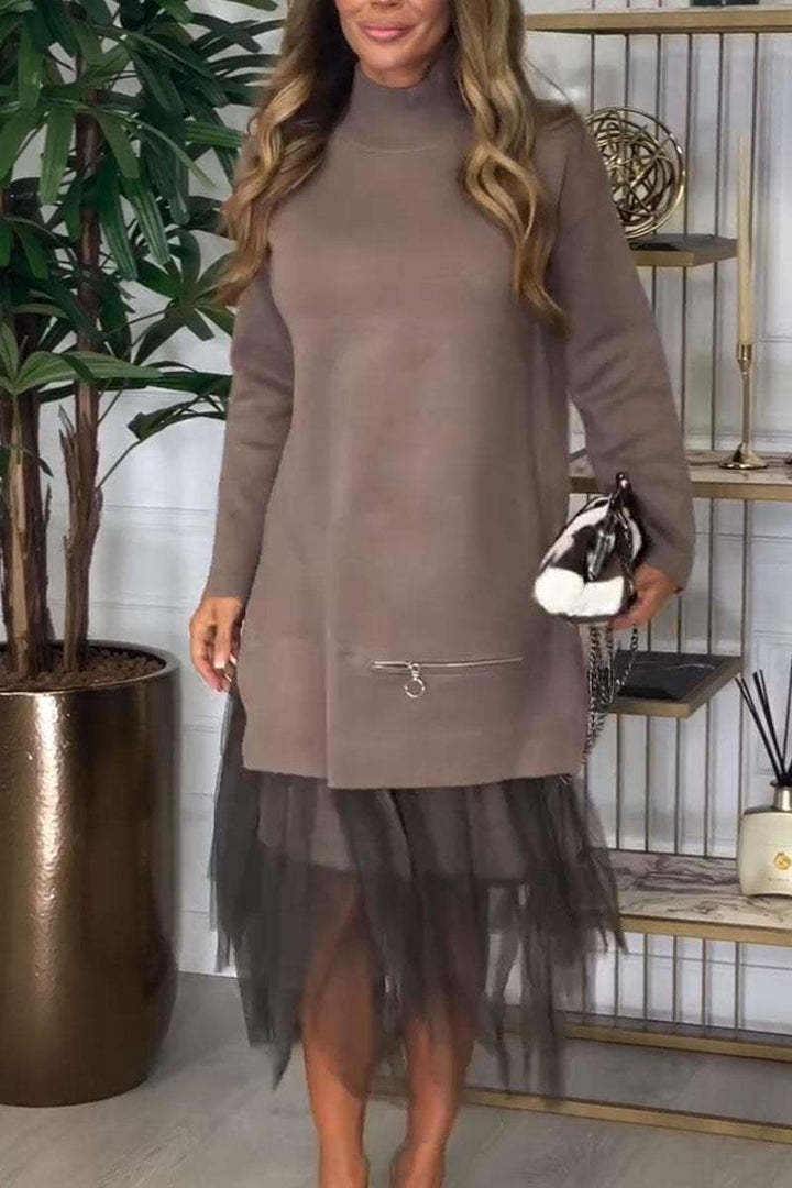 Women Fall/Winter Casual Mesh Top and Skirt Two-piece Set 8