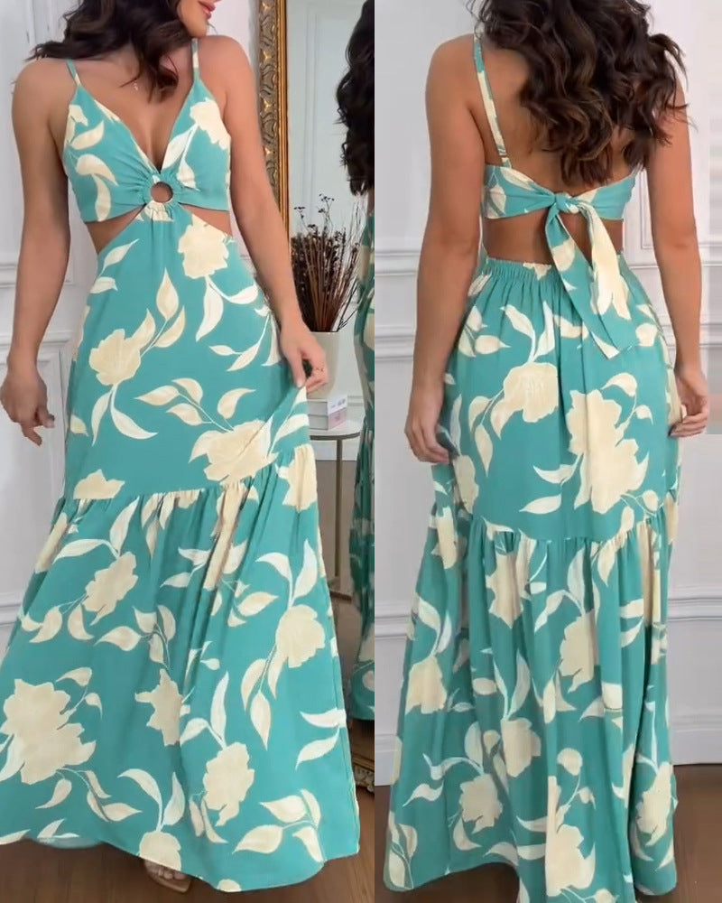 Women Floral Strap Maxi Dress 6