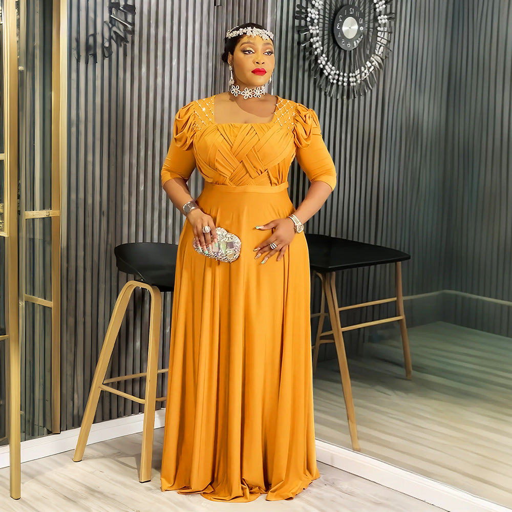 Plus-size African Women beaded dress 3