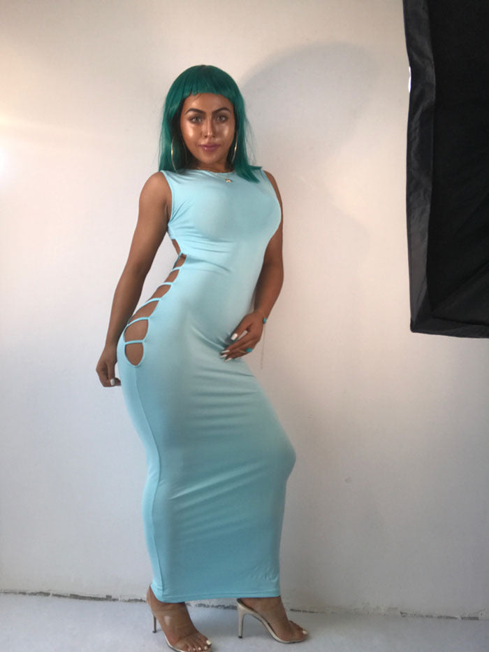 Women Summer Hollow Lace Up Maxi Dress 7