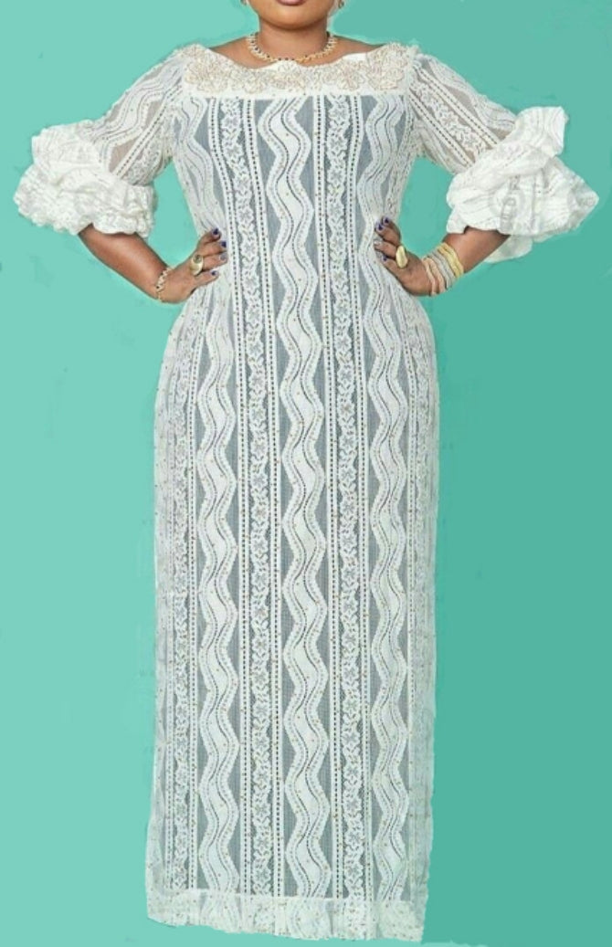 Plus Size Women Lace Maxi Dress 3