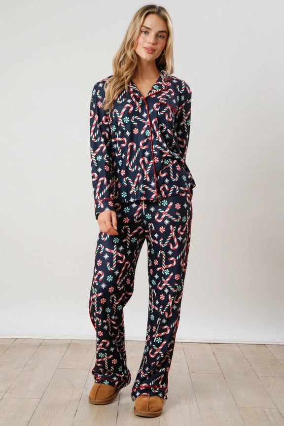 Christmas Women Printed Casual Long-Sleeve Top and Pajama Two-Piece Set 5